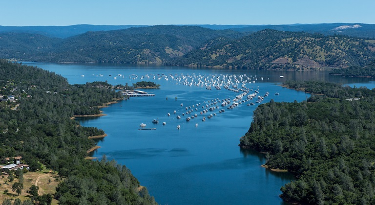 An aerial picture of Lake Oroville