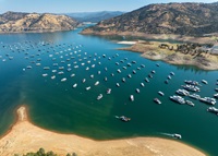 A drone view of Bidwell Canyon Marina, foreground, and Loafer Creek Recreation Area, background, on Lake Oroville in Butte County, California. Photo taken September 5, 2024.