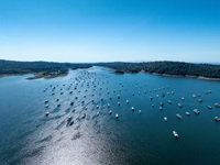 A drone view of Bidwell Canyon Marina at Lake Oroville in Butte County, California. Photo taken March 11, 2025.