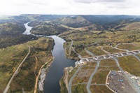 An aerial view shows high water conditions at Oroville Dam located at Lake Oroville in Butte County, California. Photo taken May 6, 2026.