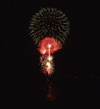 The annual July 4th fireworks from Lake Oroville in Butte County. Photo taken July 4, 2002.
