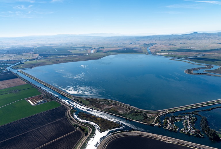 Clifton Court Forebay, which is located two miles upstream of the Banks Pumping Plant in Contra Costa County, California. The Forebay is located on the southwestern edge of the Sacramento-San Joaquin Delta in Contra Costa County. Photo taken on October 30, 2025.