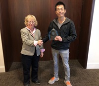 Dr. Bin Guan receives DWR's 2018 Climate Science Service Award.
