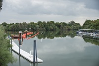 The metal fish barrier for the Georgiana Slough in the activated position on March 27th, 2014 in Walnut Grove, Calif.