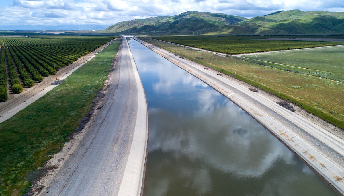 Drone view of the California Aqueduct. 