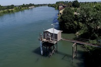 CEMP monitoring sites, resembling sheds, on the Sacramento-San Joaquin Delta house state-of-the-art water quality sampling and recording technology. 