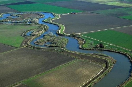 Aerial photo of the San Joaquin Delta.