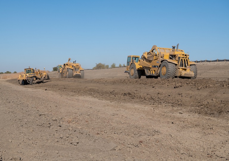 View of the grading work being performed as a part of the multi-benefit Lower Elkhorn Basin Levee Setback project