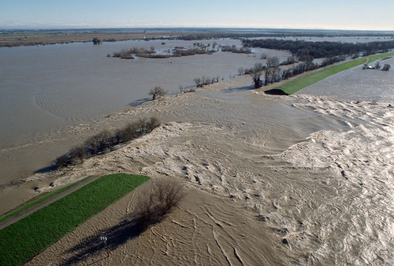 The massive Northern California flood in early January 1997, forced a break in the west levee of the Sutter Bypass near McClatchy Rd. inundating much of Reclamation District No. 1660 and District 70, within Sutter County. 