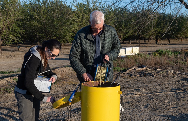 DWR geologists measure groundwater levels at designated monitoring wells in Yolo County