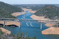 Aerial of lake Oroville. Photo taken May 24, 2022.