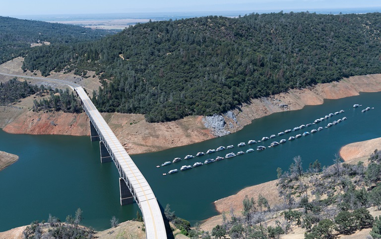 aerial view of Lake Oroville on May 24, 2022