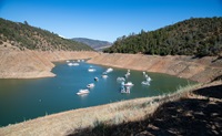 Lime Saddle Marina showing Lake Oroville with a reservoir storage of 1,663,134 acre-feet (AF), 47 percent of the total capacity on July 6, 2022.