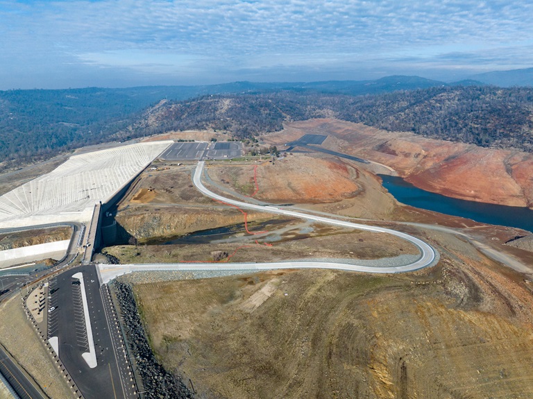 Drone images of the Lakeside Access Road in Oroville on Dec. 21, 2022