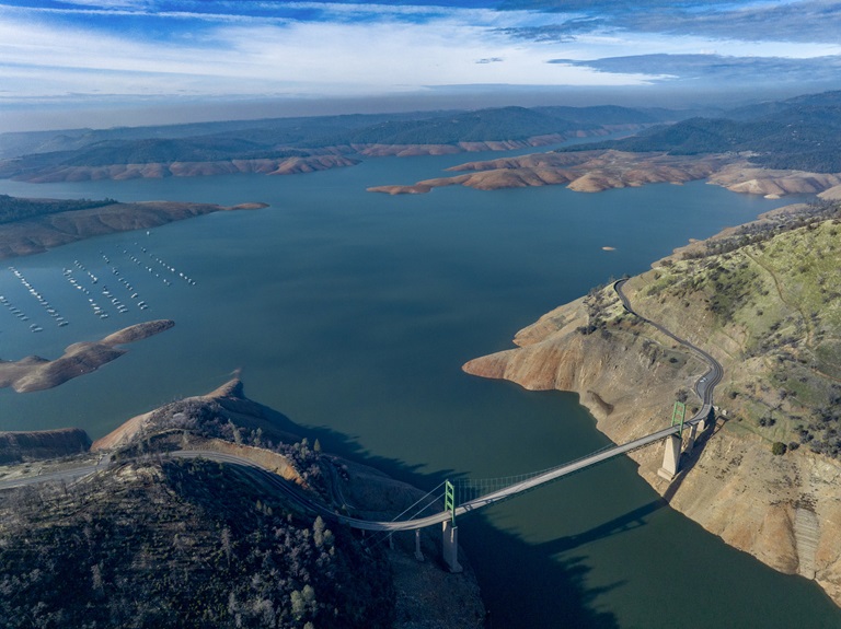 Image of the Bidwell Bar Bridge at Lake Oroville on Dec. 21, 2022