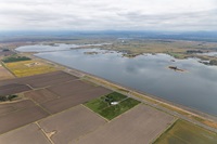 An aerial view shows Thermalito Afterbay near Lake Oroville in Butte County, California.