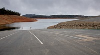 A view of Oroville’s Spillway Boat Ramp as a rainstorm approaches.