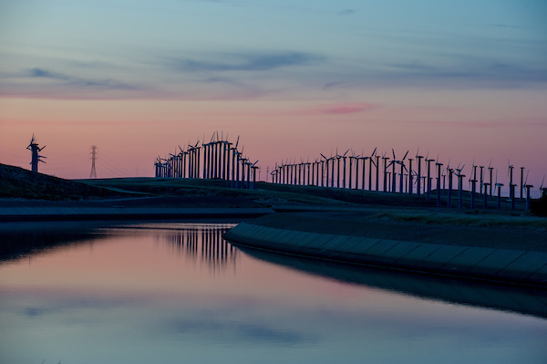 A spring evening over the California Aqueduct in the San Joaquin Valley.