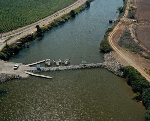 Agricultural barrier on Old River near Tracy