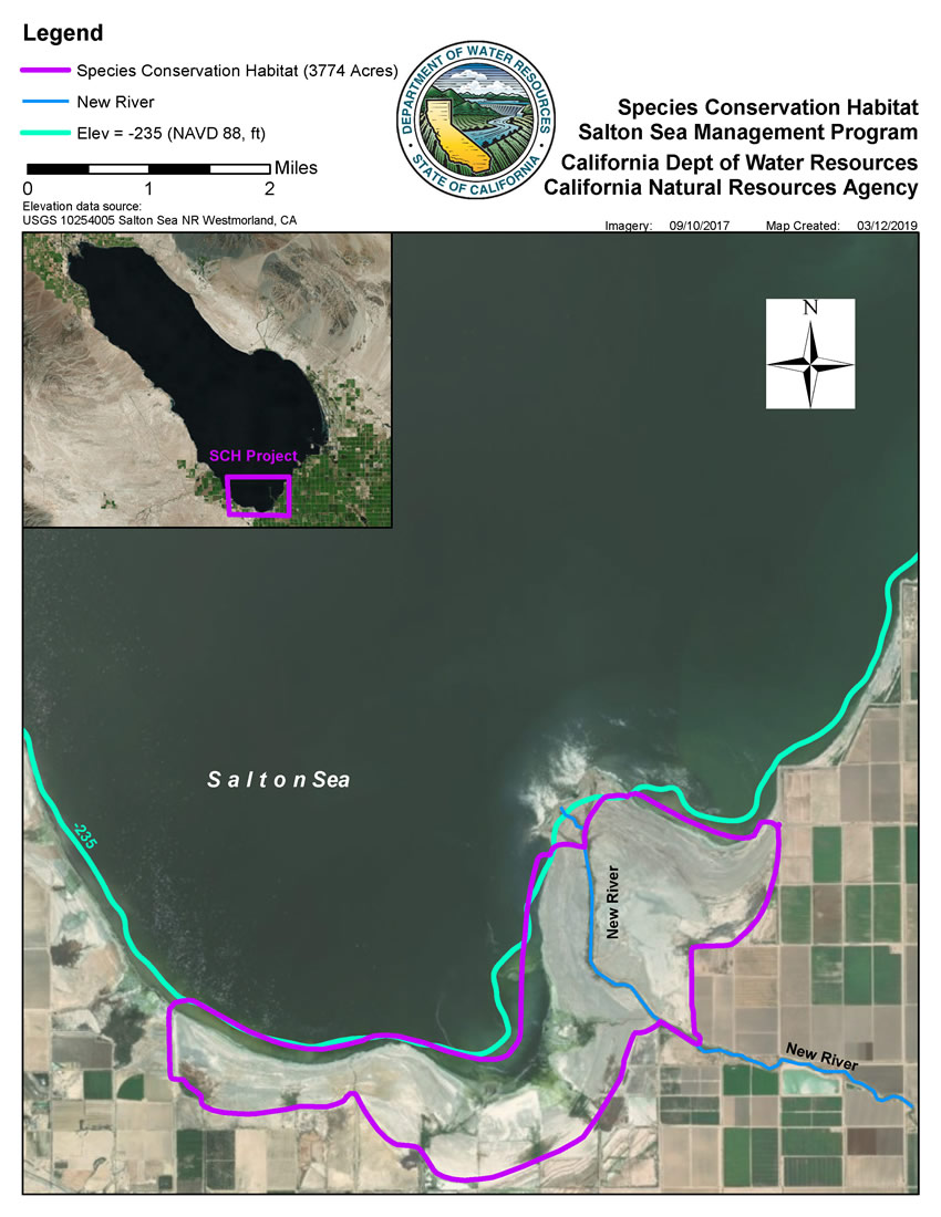 Map showing the Species Conservation Habitat - Salton Sea Management Program location encompassing 3,774 acres.