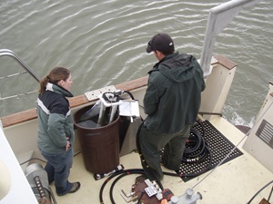 Scientists conduct water testing.
