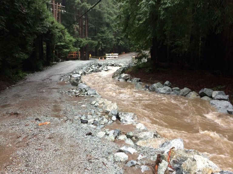 Flooding on Rocky Creek in Monterey County in 2017