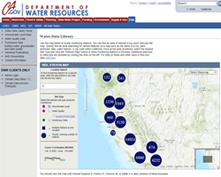 Screen shot of the Water Data Library home page.
