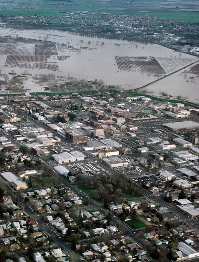 Marysville, California, was protected by the north levee of the Yuba River during the massive Northern California flood of 1986. The south levee breached and forced thousands of residents to evacuate their homes in Linda and Olivehurst.