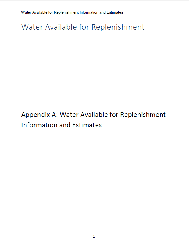 Appendix A for Water Available for Replenishment