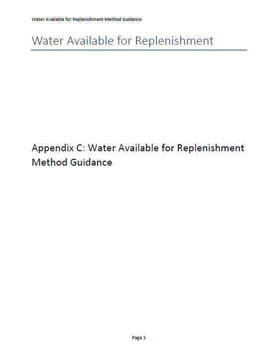 Appendix C for Water Available for Replenishment