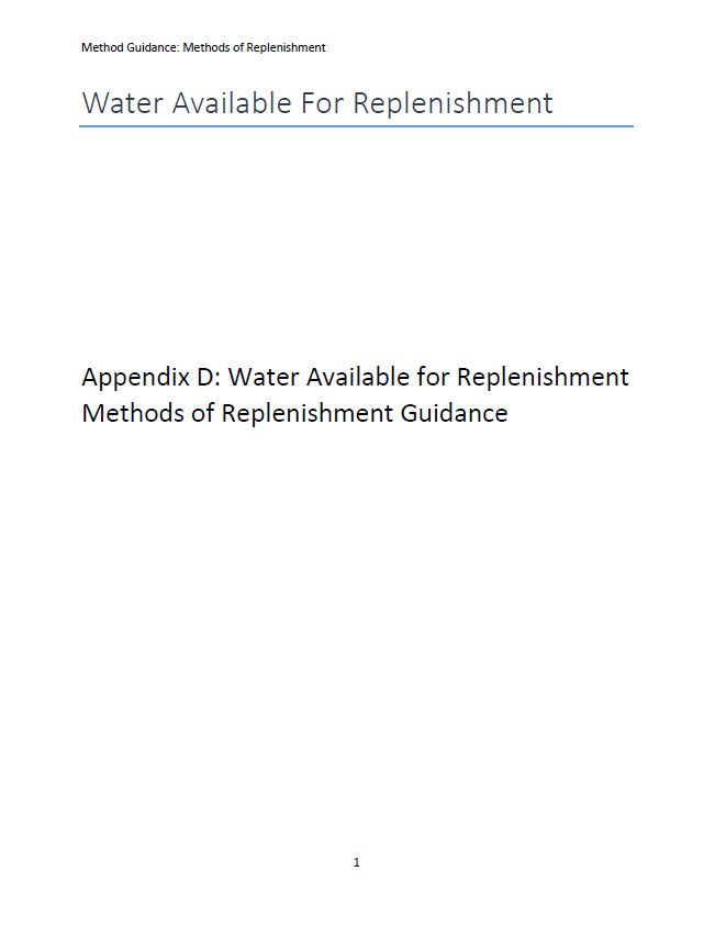 Appendix D for Water Available for Replenishment