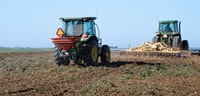 California Department of Fish and Wildlife (CDFW), in partnership with California Department of Water Resources (DWR), begins to plow, fertilize, and spread seeds in the Oroville Wildlife Area (OWA) along the Feather River and Thermalito Afterbay in Oroville, California. Photo taken April 1, 2021.