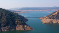 An aerial view of Bidwell Bar Bridge at Lake Oroville on November 01, 2017.