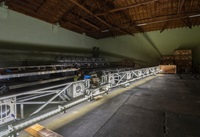 At this warehouse facility in Hood, CA in Sacramento County, the flashing LED lights accompany low frequency sound designed to move fish away from this structure shown during off-site construction of a device known as a bio-acoustic fish fence which is slated for installation at Georgiana Slough. Photo Taken February 14, 2023.