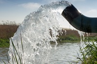 Groundwater is pumped from a production well to a nearby agricultural canal in Yolo County. 