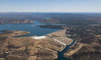 An aerial view shows high water conditions at Oroville Dam located at Lake Oroville in Butte County, California. Photo taken May 20, 2025.