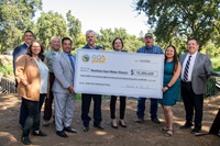 The California Department of Water Resources and Stockton East Water District host a press event with local officials in the Central Valley to highlight improvements to the Bellota Weir Modification project on the Calaveras River in San Joaquin County, California, as part of the Go Golden Initiative. Photo taken on September 6, 2023.