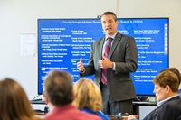 Wade Crowfoot, California Secretary for Natural Resources, addresses the County Drought Advisory Group in Sacramento, California on October 1, 2019.